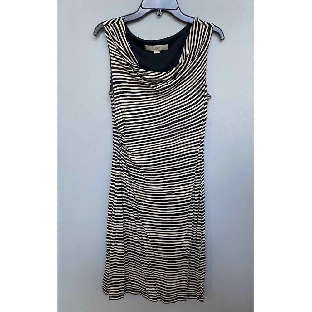 Loft black and white striped dress
